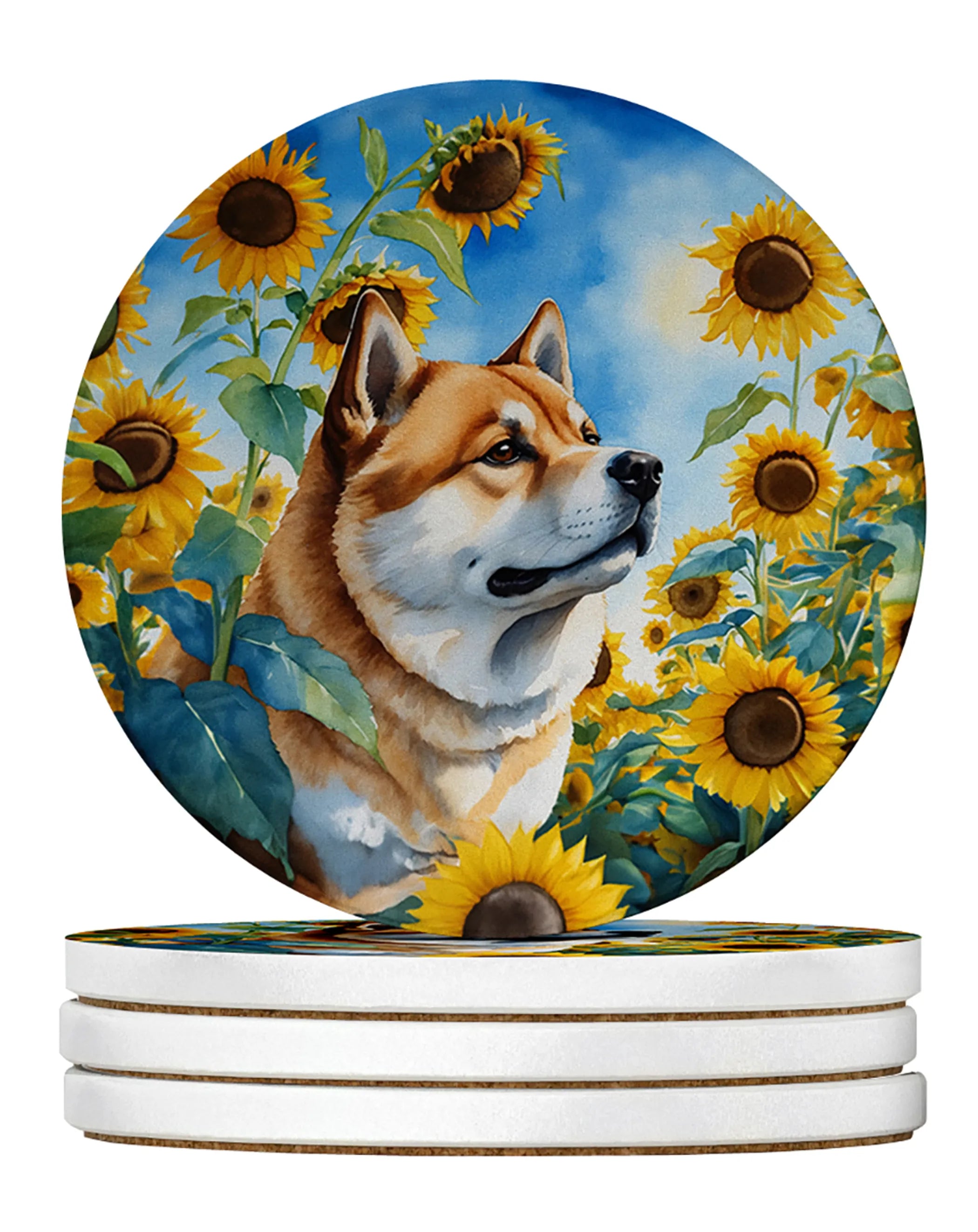 In Sunflowers Large Sandstone Coasters