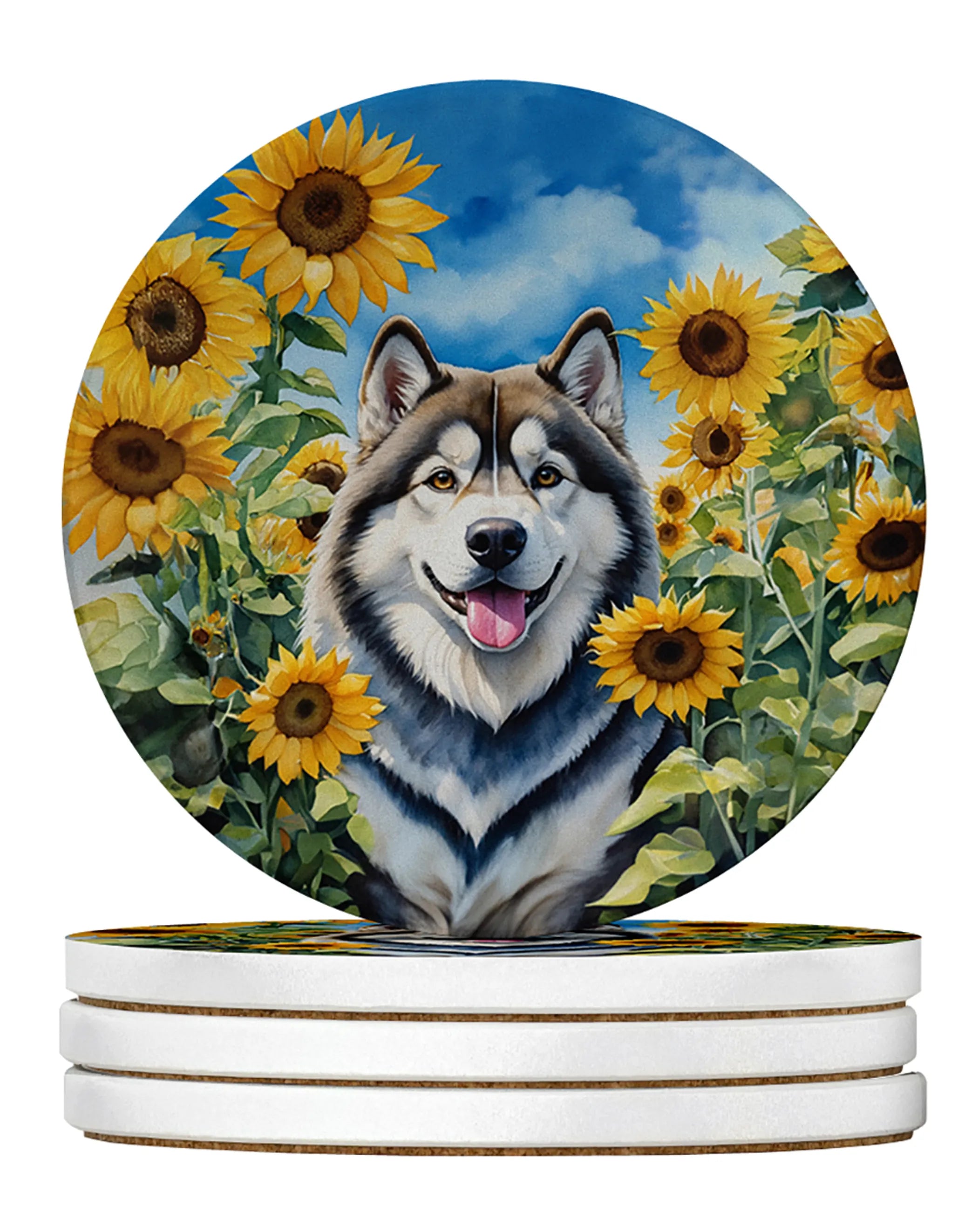In Sunflowers Large Sandstone Coasters