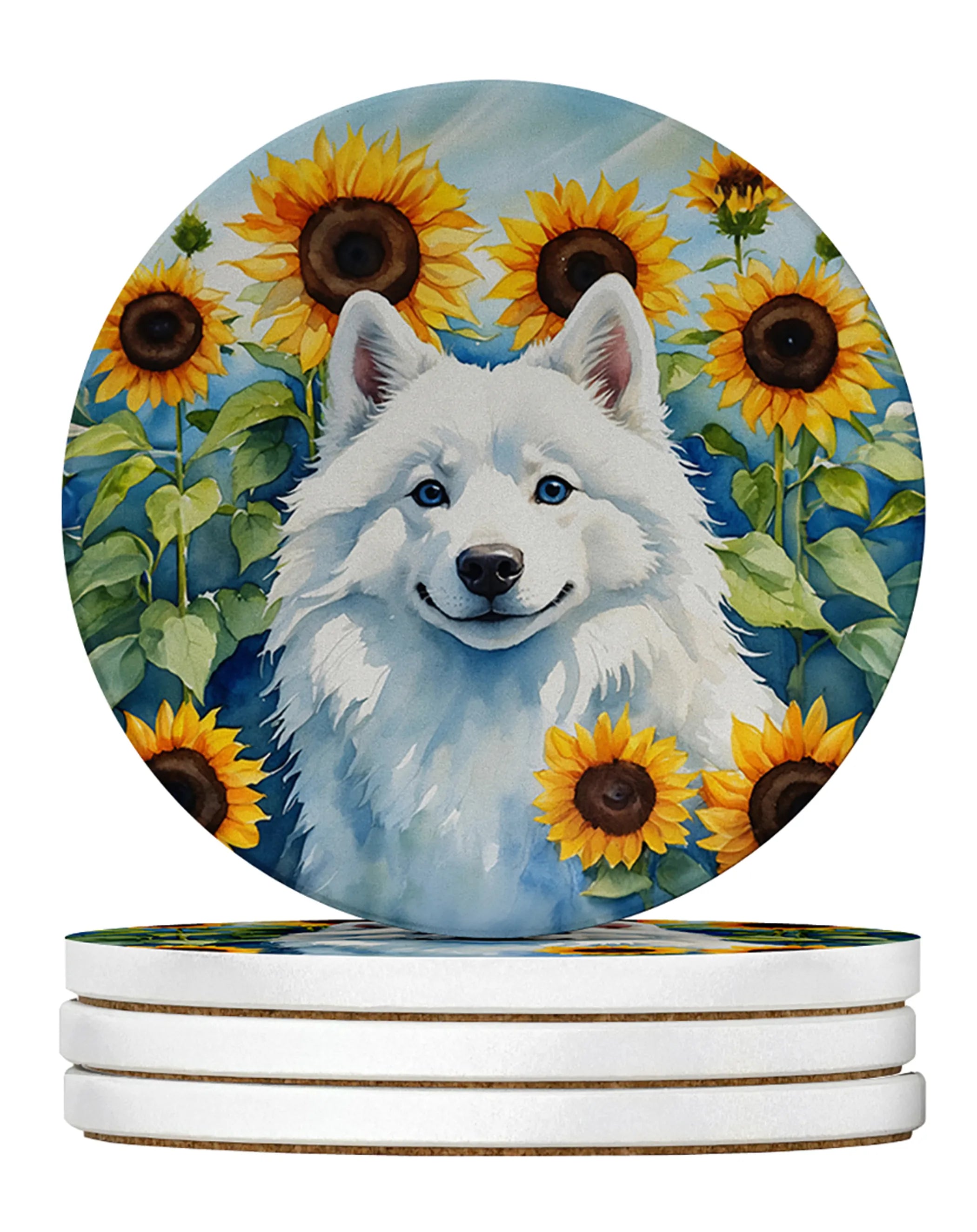 In Sunflowers Large Sandstone Coasters