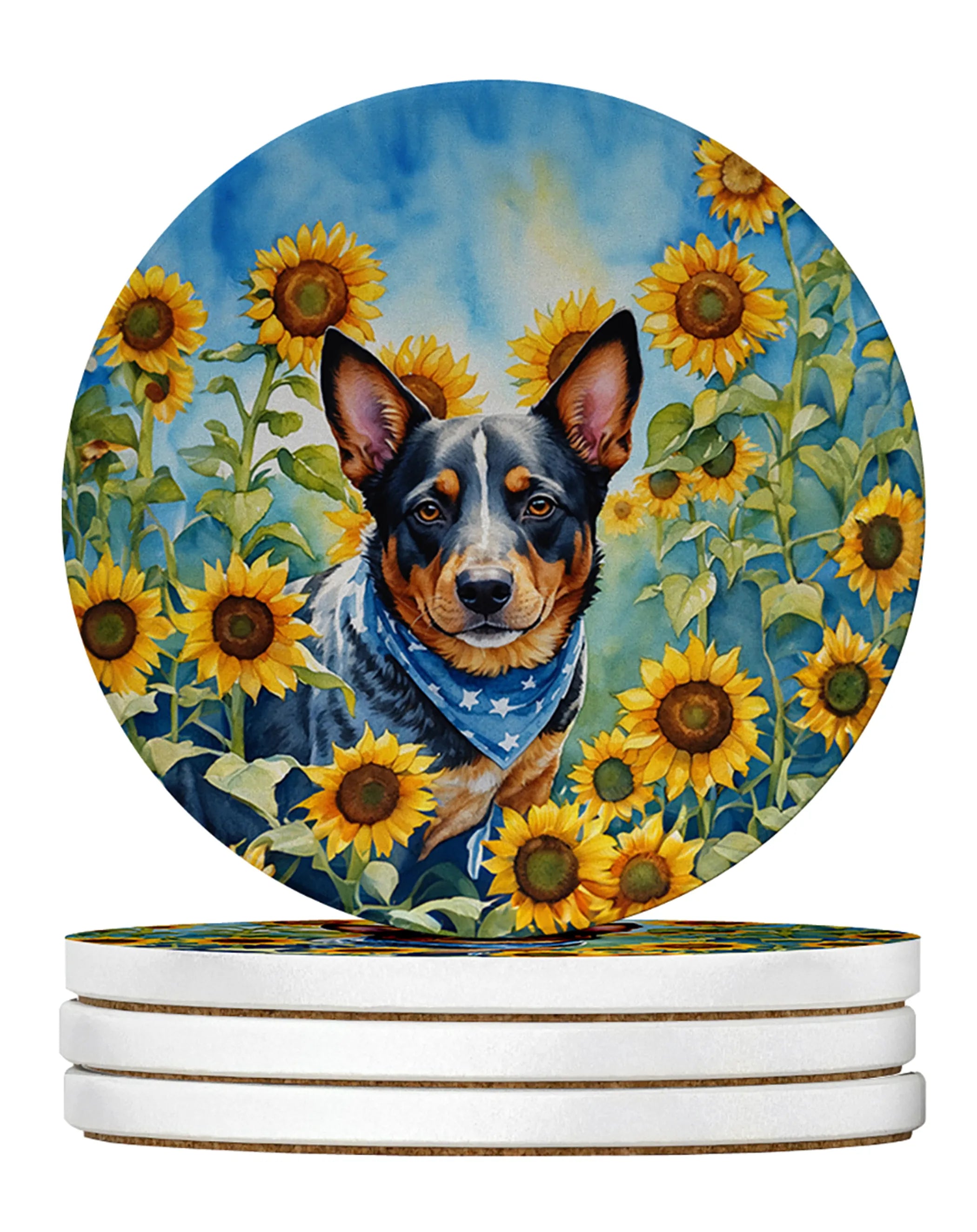 In Sunflowers Large Sandstone Coasters