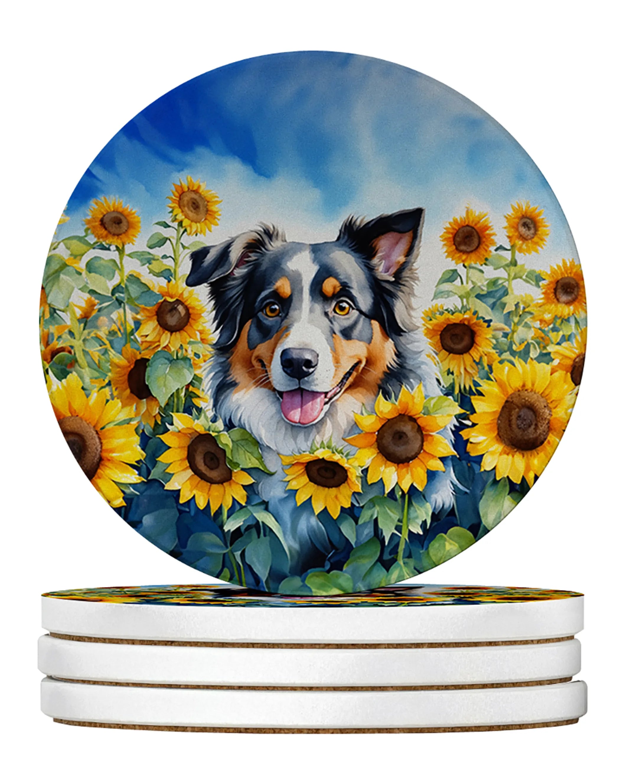 In Sunflowers Large Sandstone Coasters