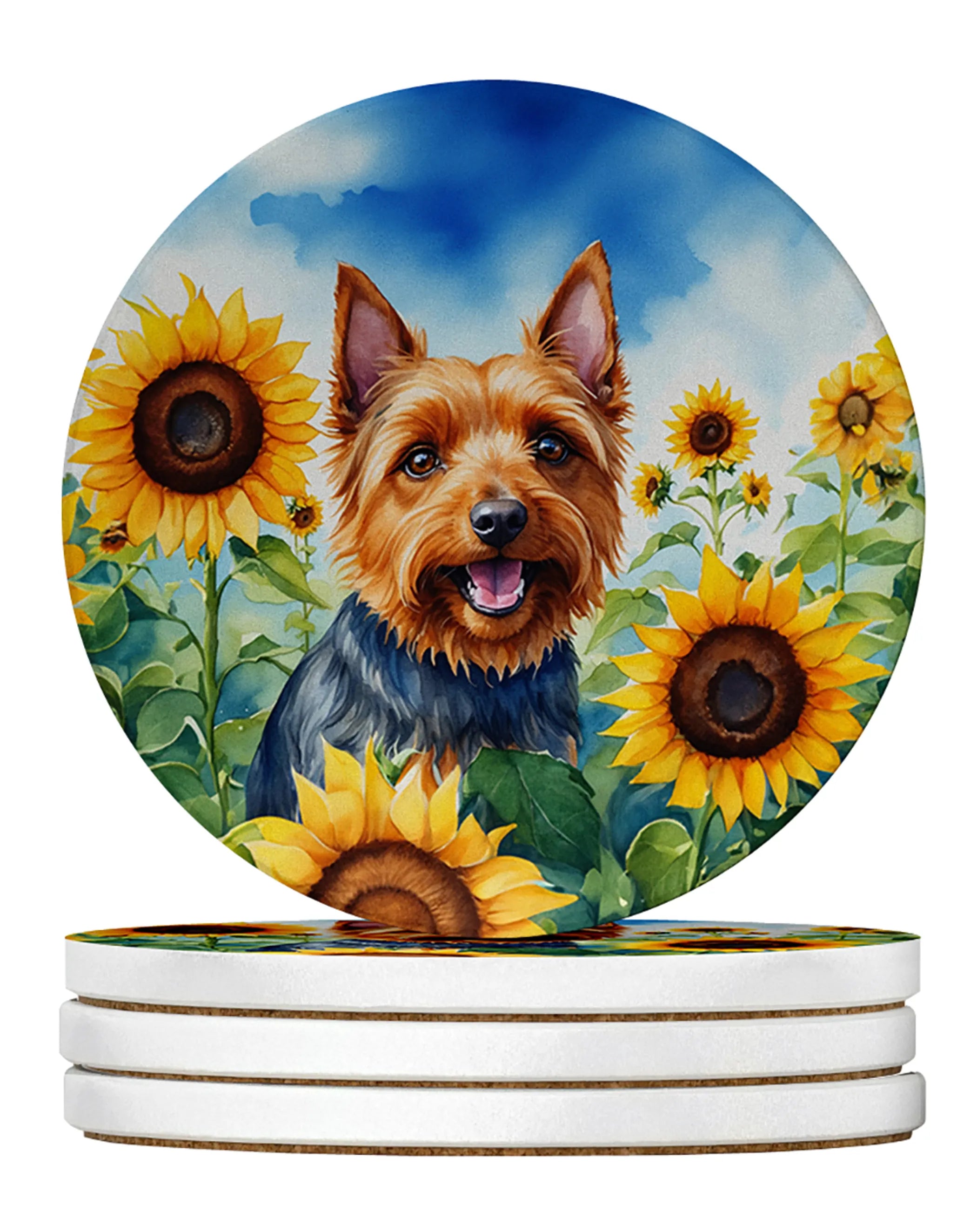 In Sunflowers Large Sandstone Coasters