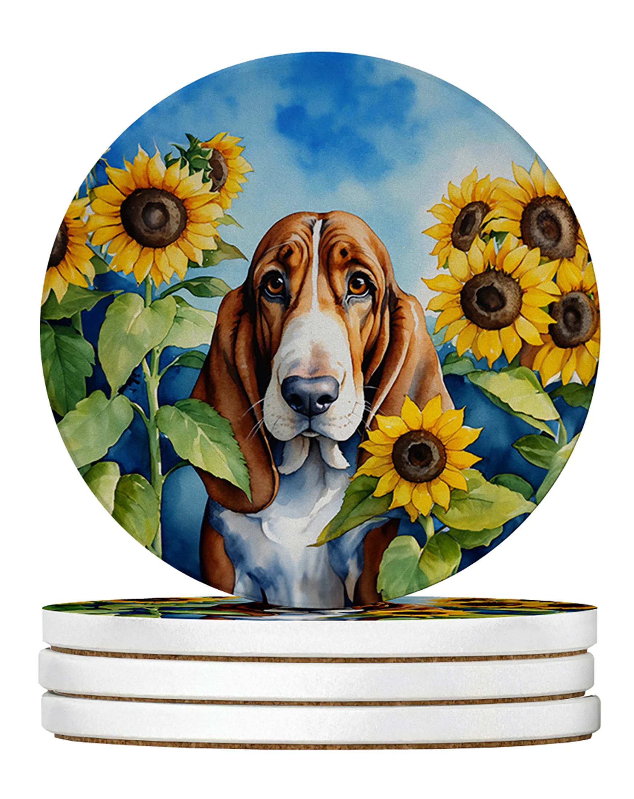 In Sunflowers Large Sandstone Coasters