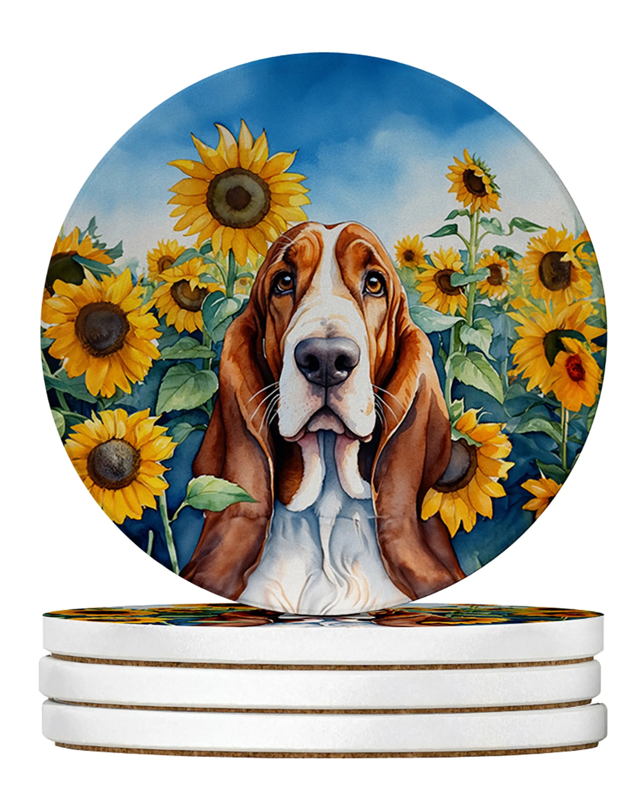 In Sunflowers Large Sandstone Coasters