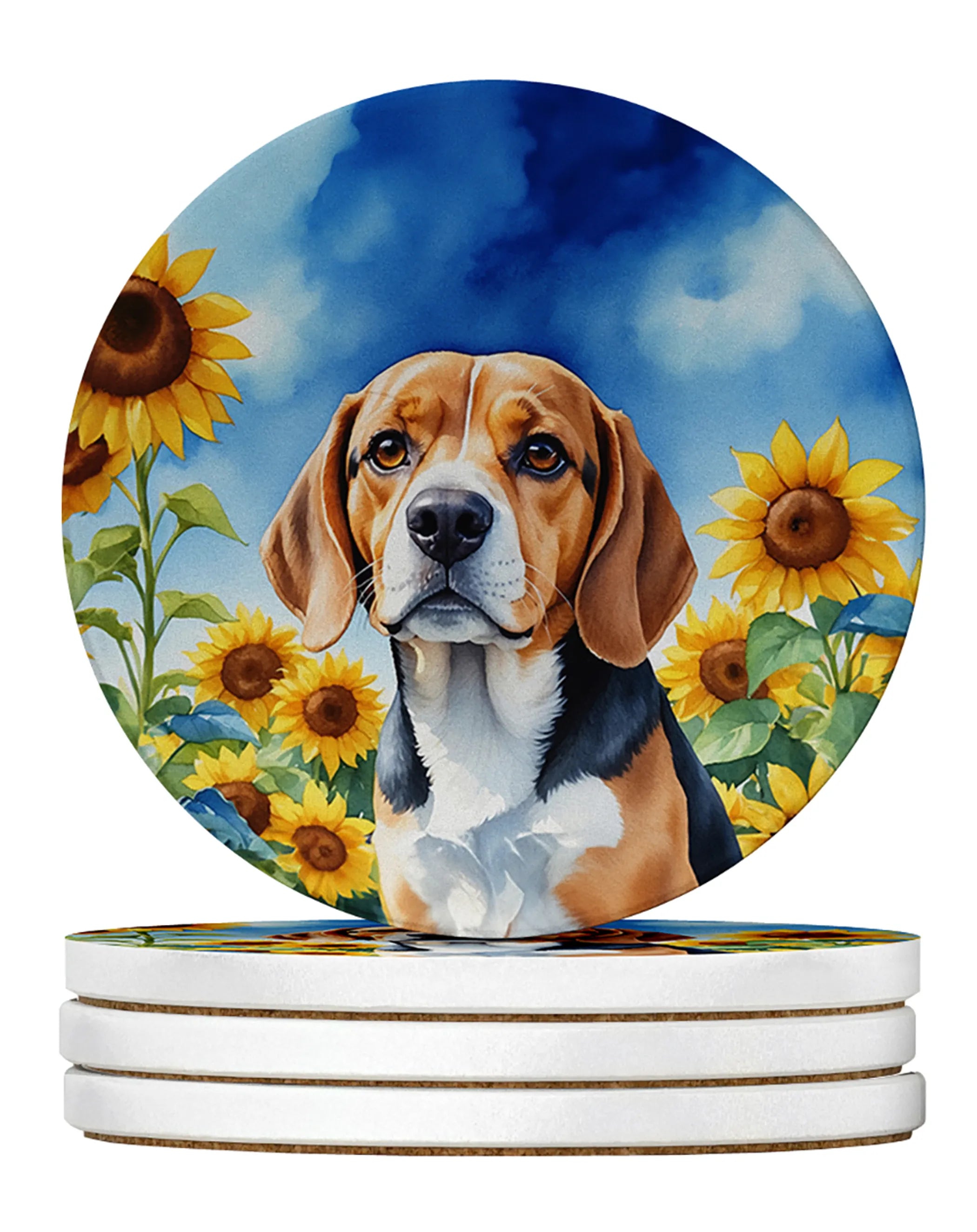In Sunflowers Large Sandstone Coasters