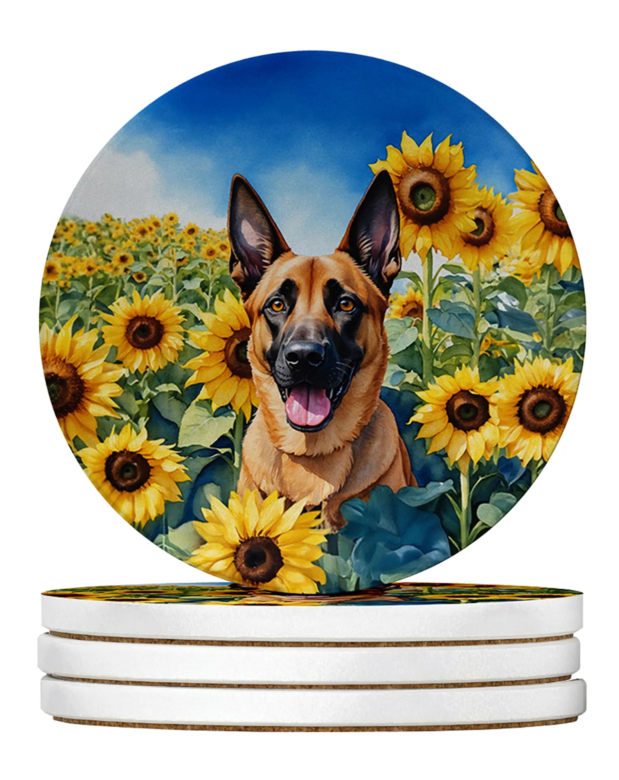 In Sunflowers Large Sandstone Coasters