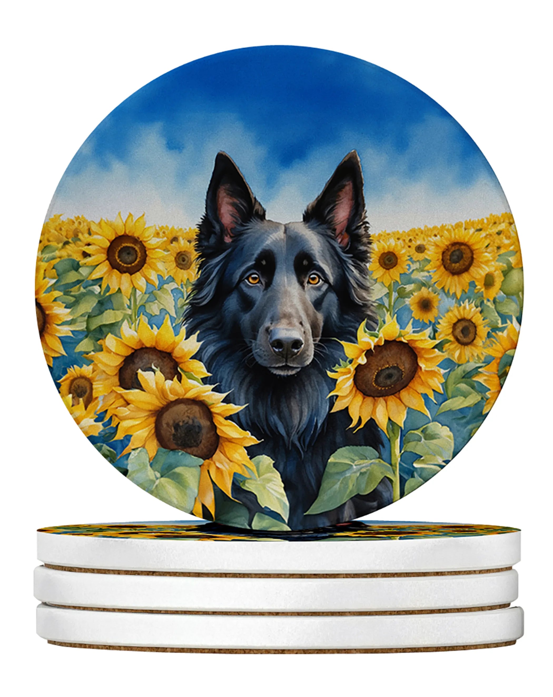 In Sunflowers Large Sandstone Coasters