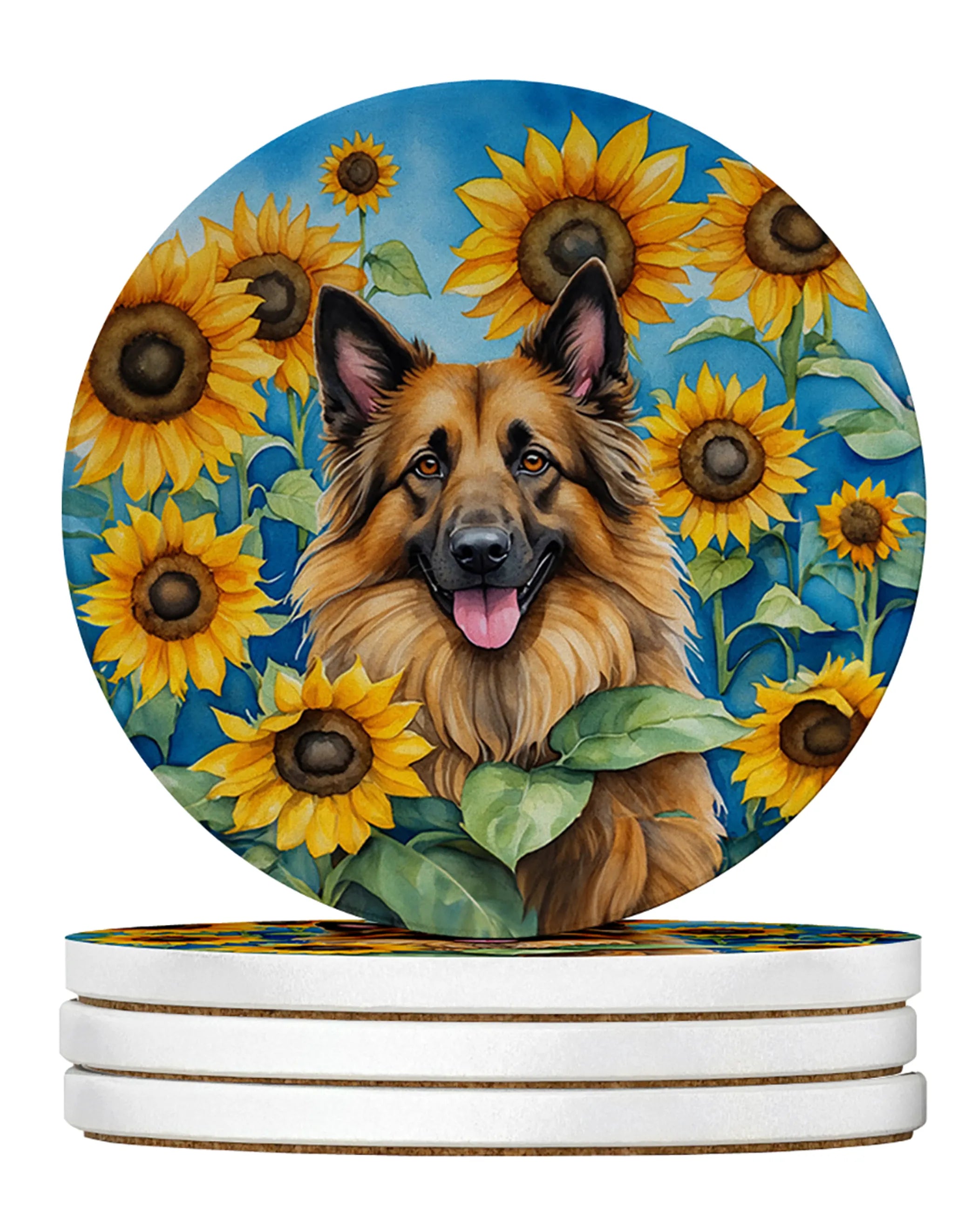 In Sunflowers Large Sandstone Coasters