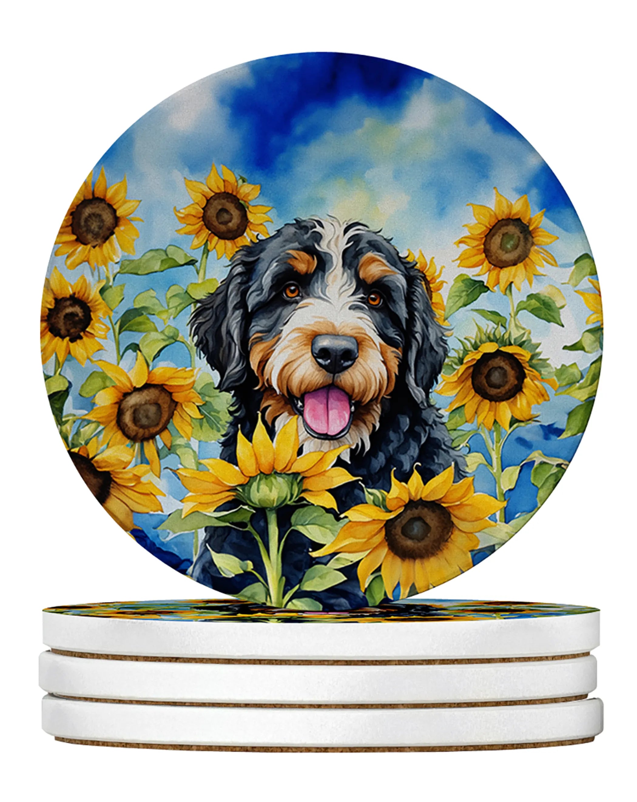In Sunflowers Large Sandstone Coasters