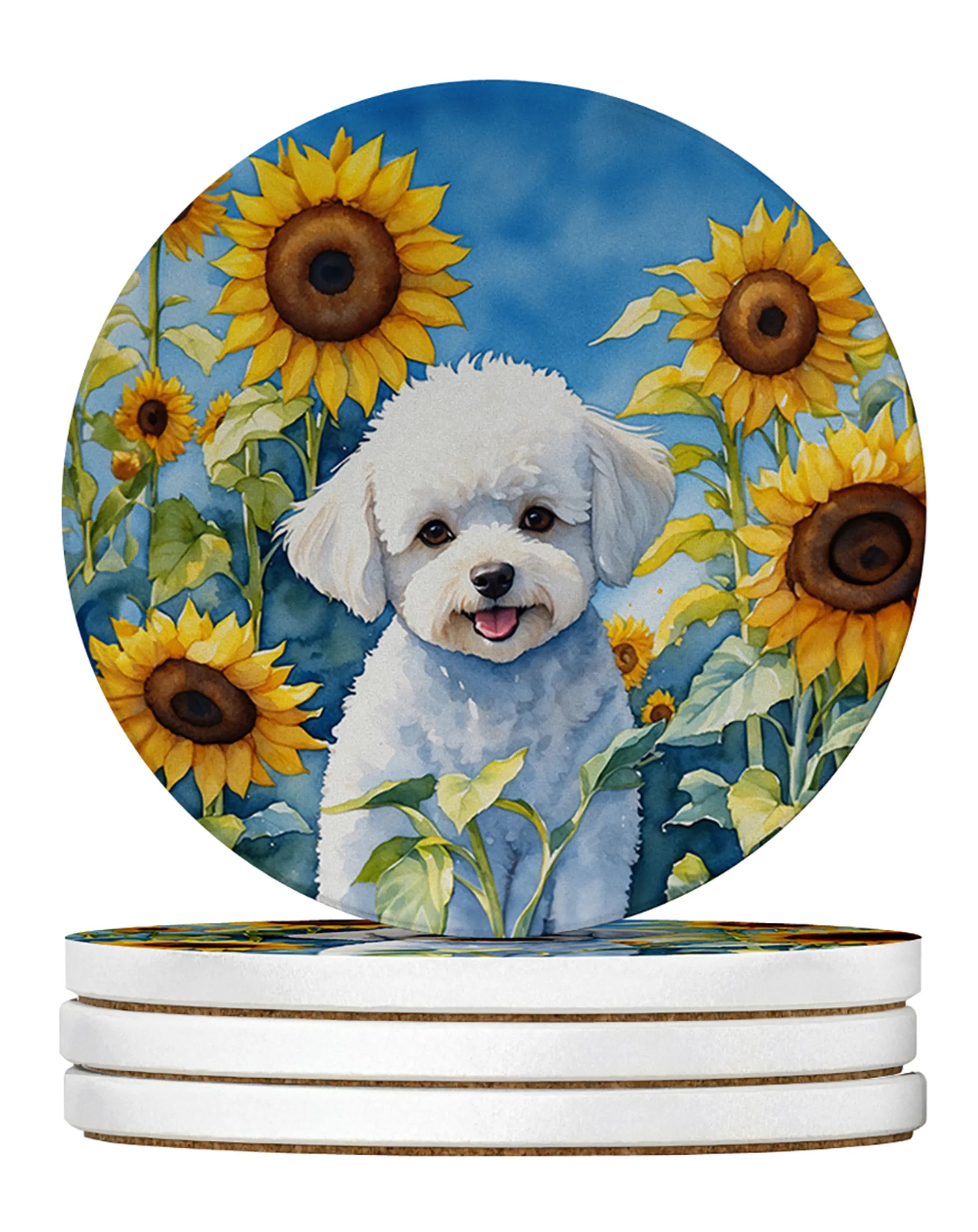 In Sunflowers Large Sandstone Coasters
