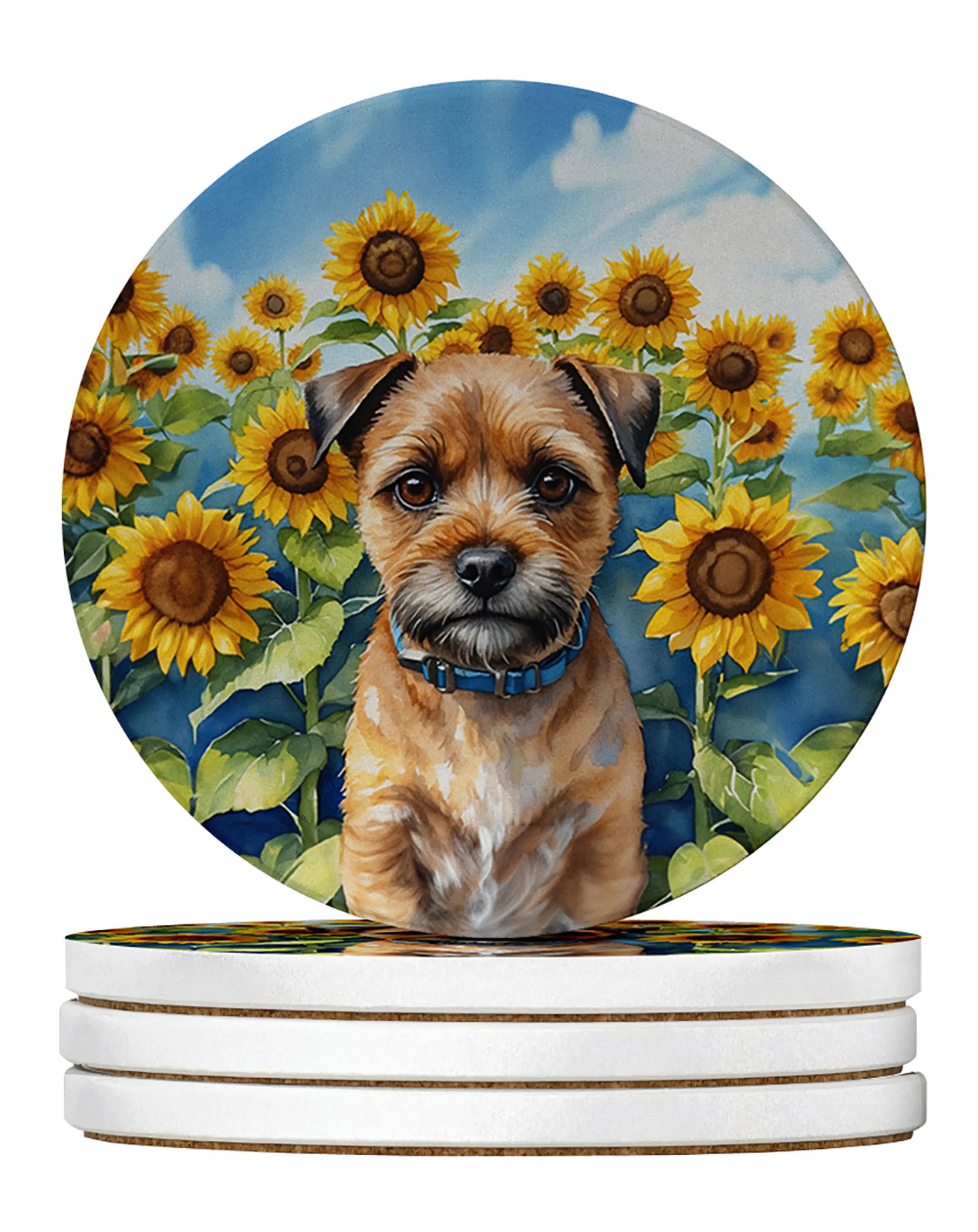 In Sunflowers Large Sandstone Coasters