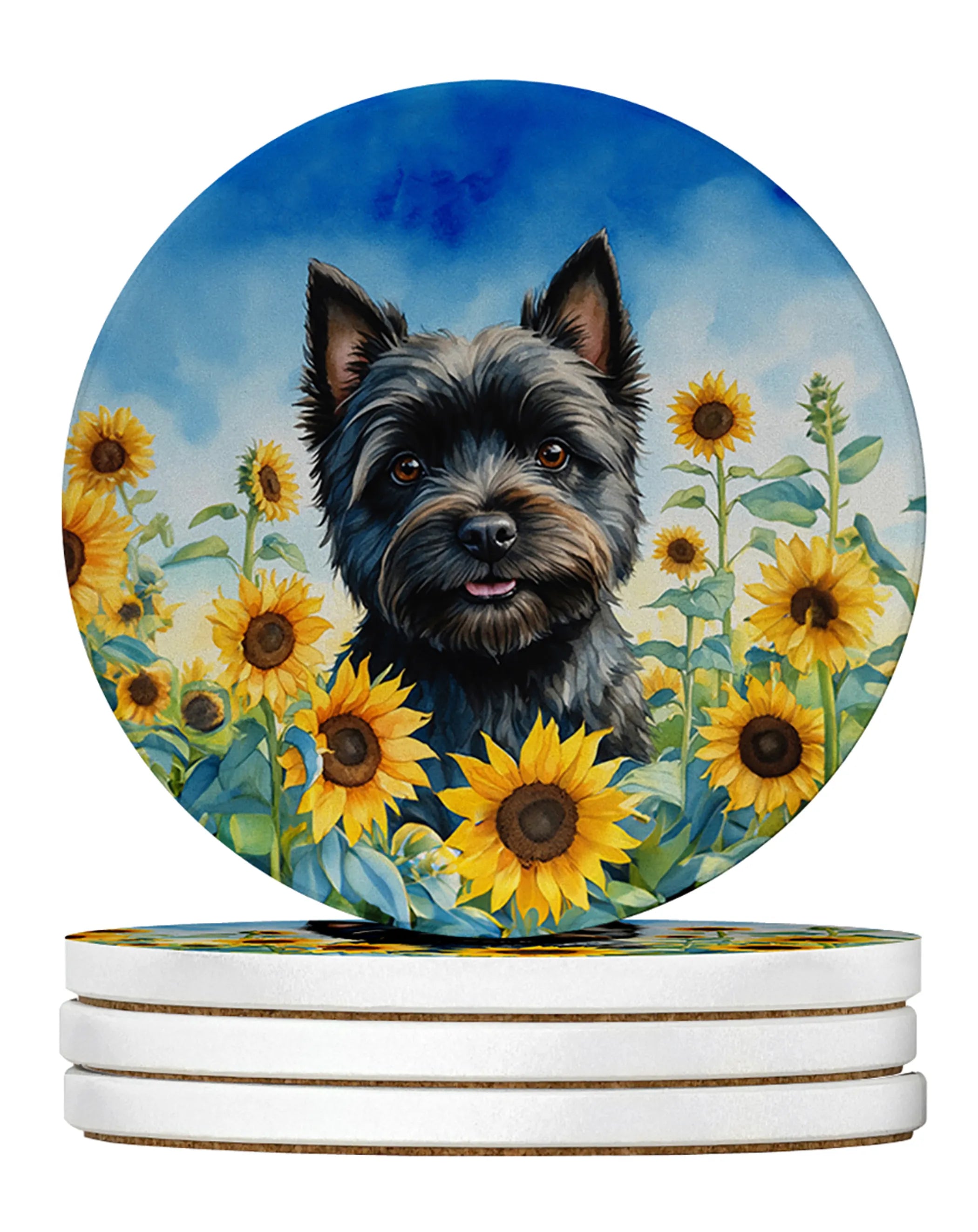 In Sunflowers Large Sandstone Coasters