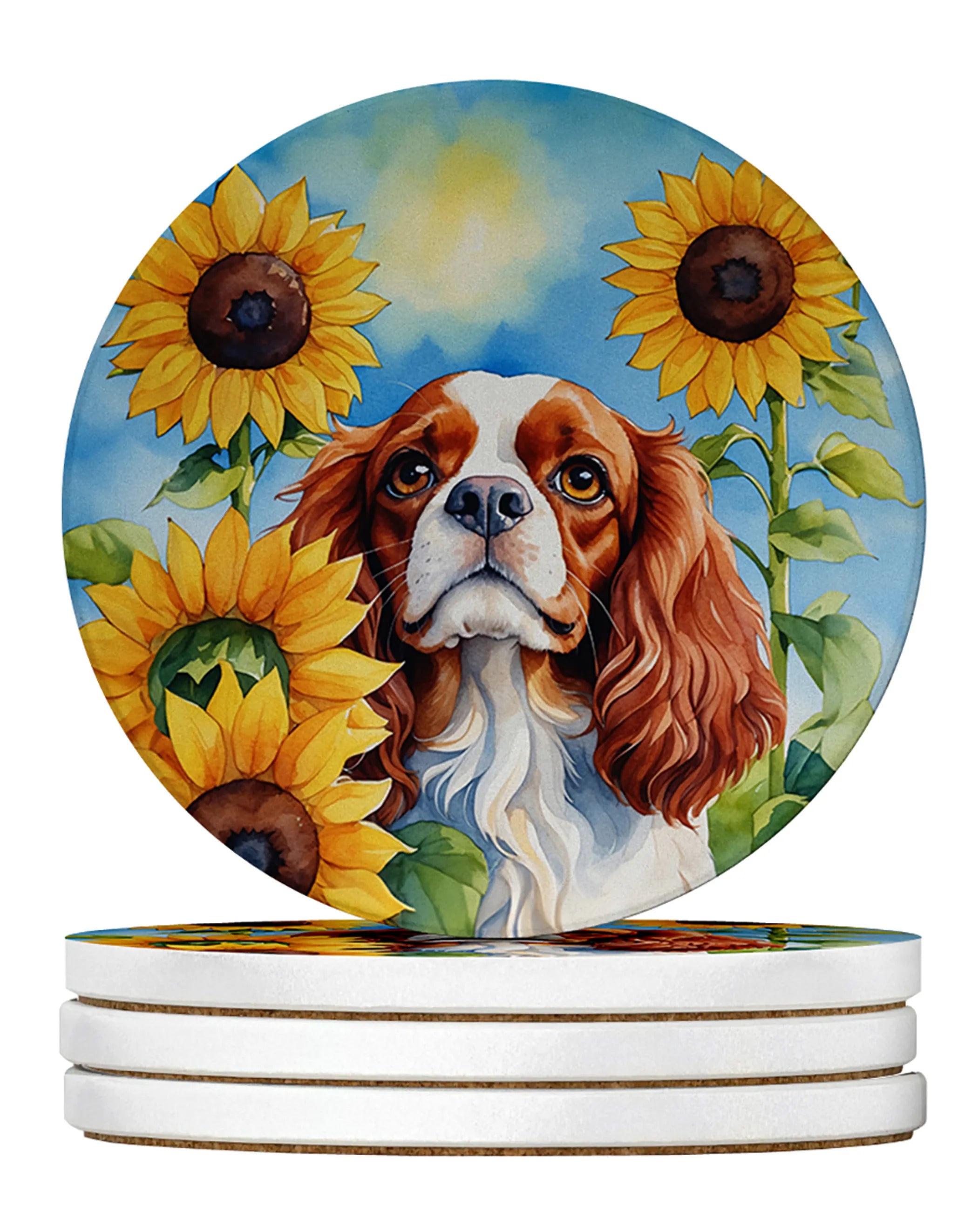 In Sunflowers Large Sandstone Coasters