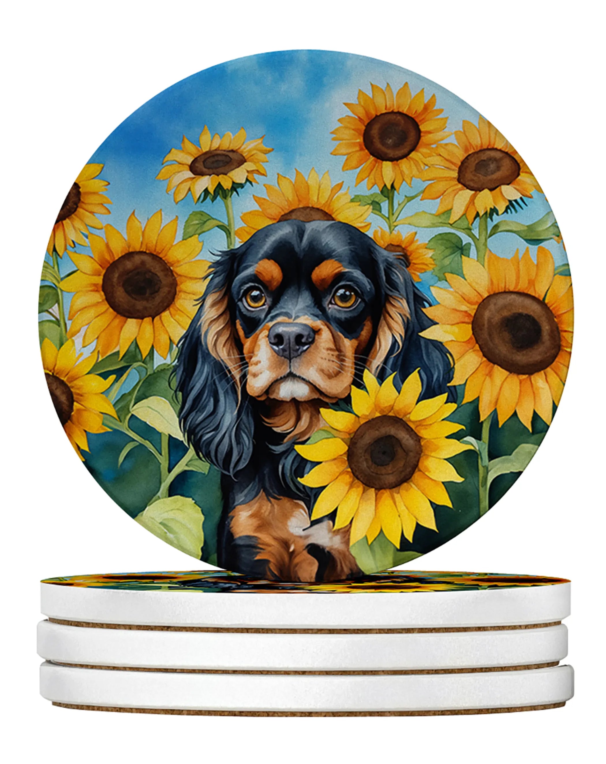 In Sunflowers Large Sandstone Coasters
