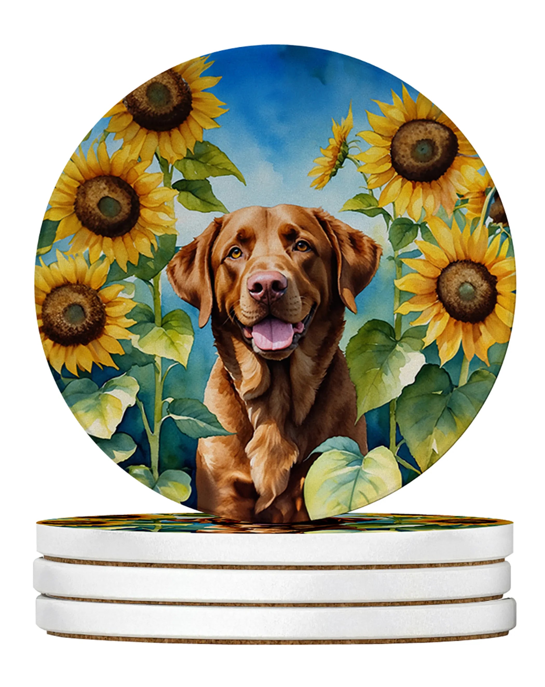 In Sunflowers Large Sandstone Coasters