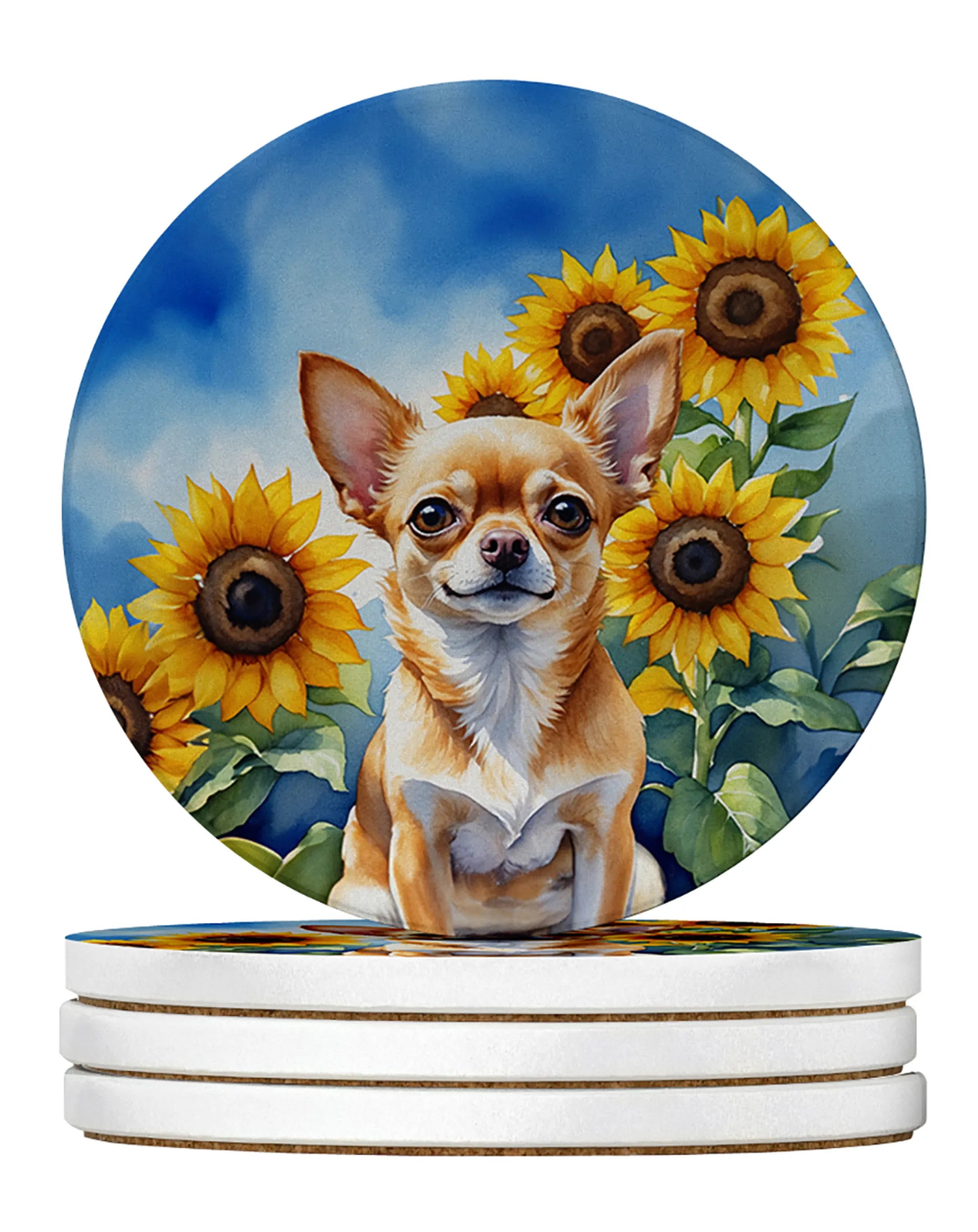 In Sunflowers Large Sandstone Coasters