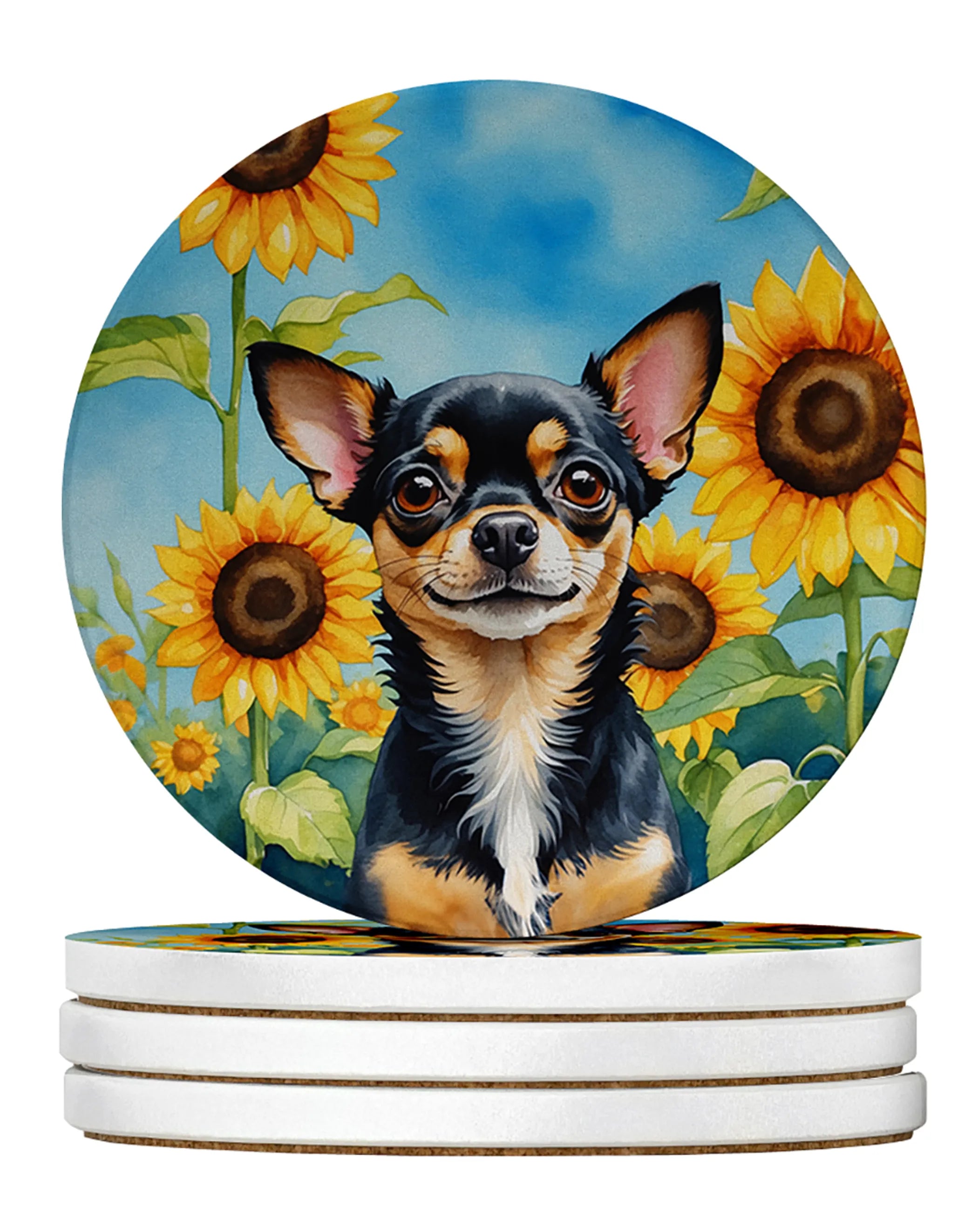 In Sunflowers Large Sandstone Coasters