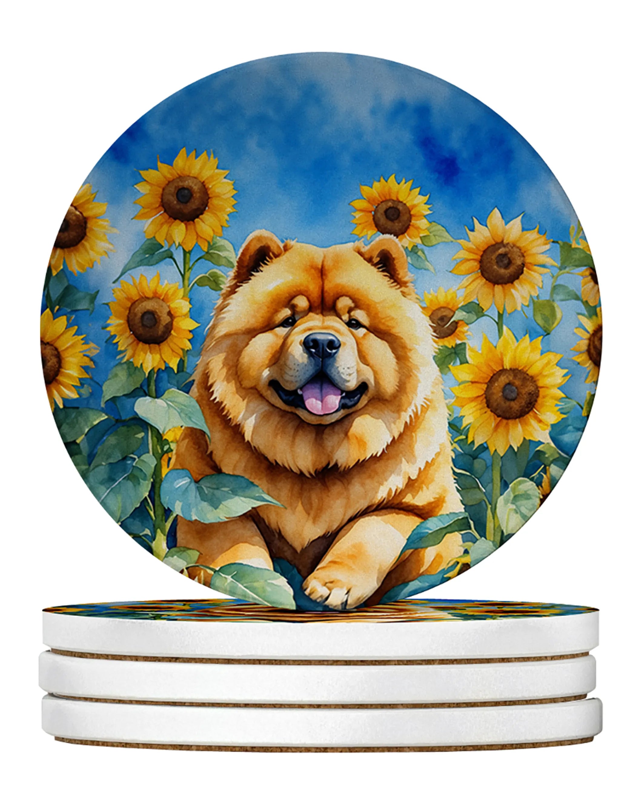 In Sunflowers Large Sandstone Coasters