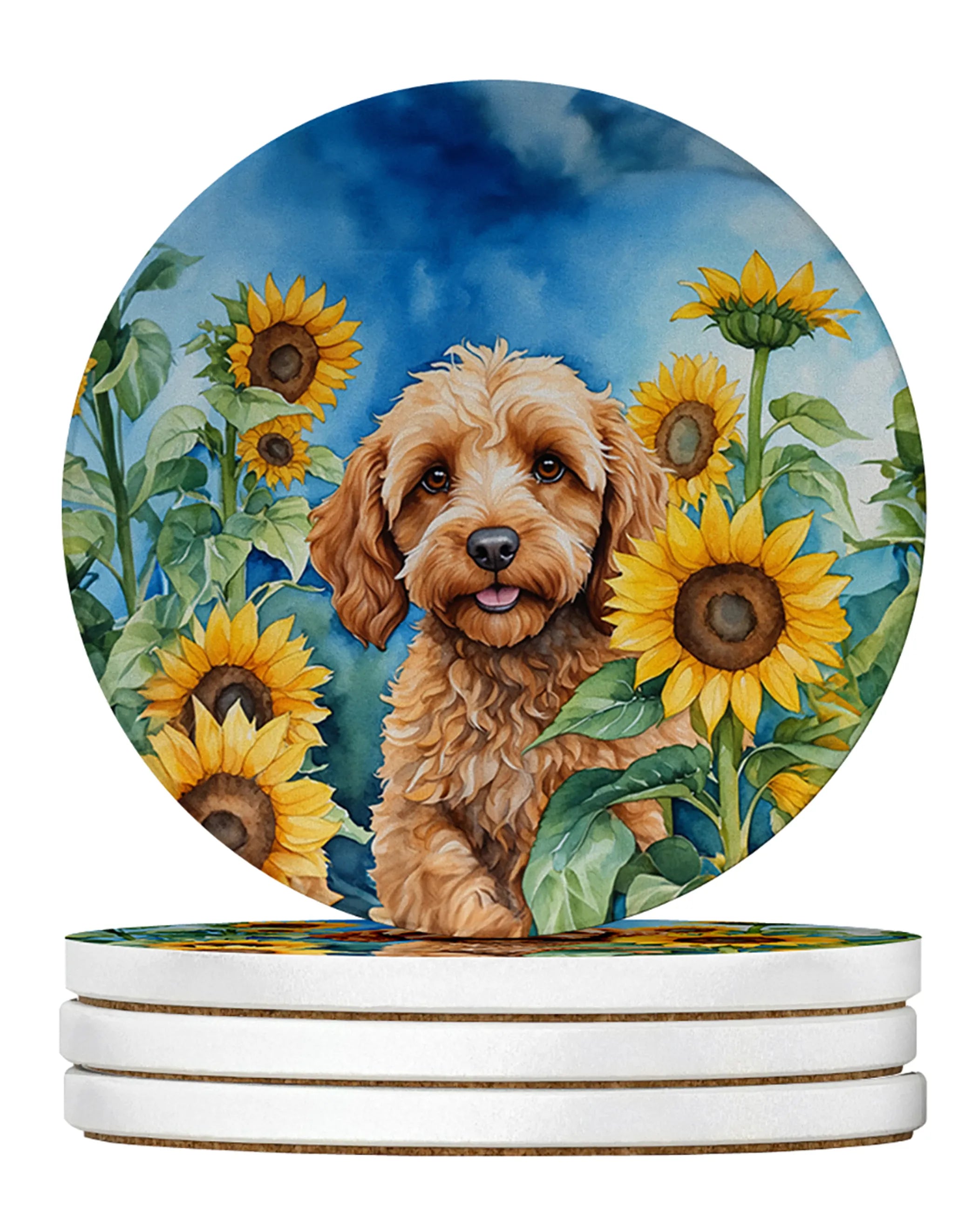 In Sunflowers Large Sandstone Coasters