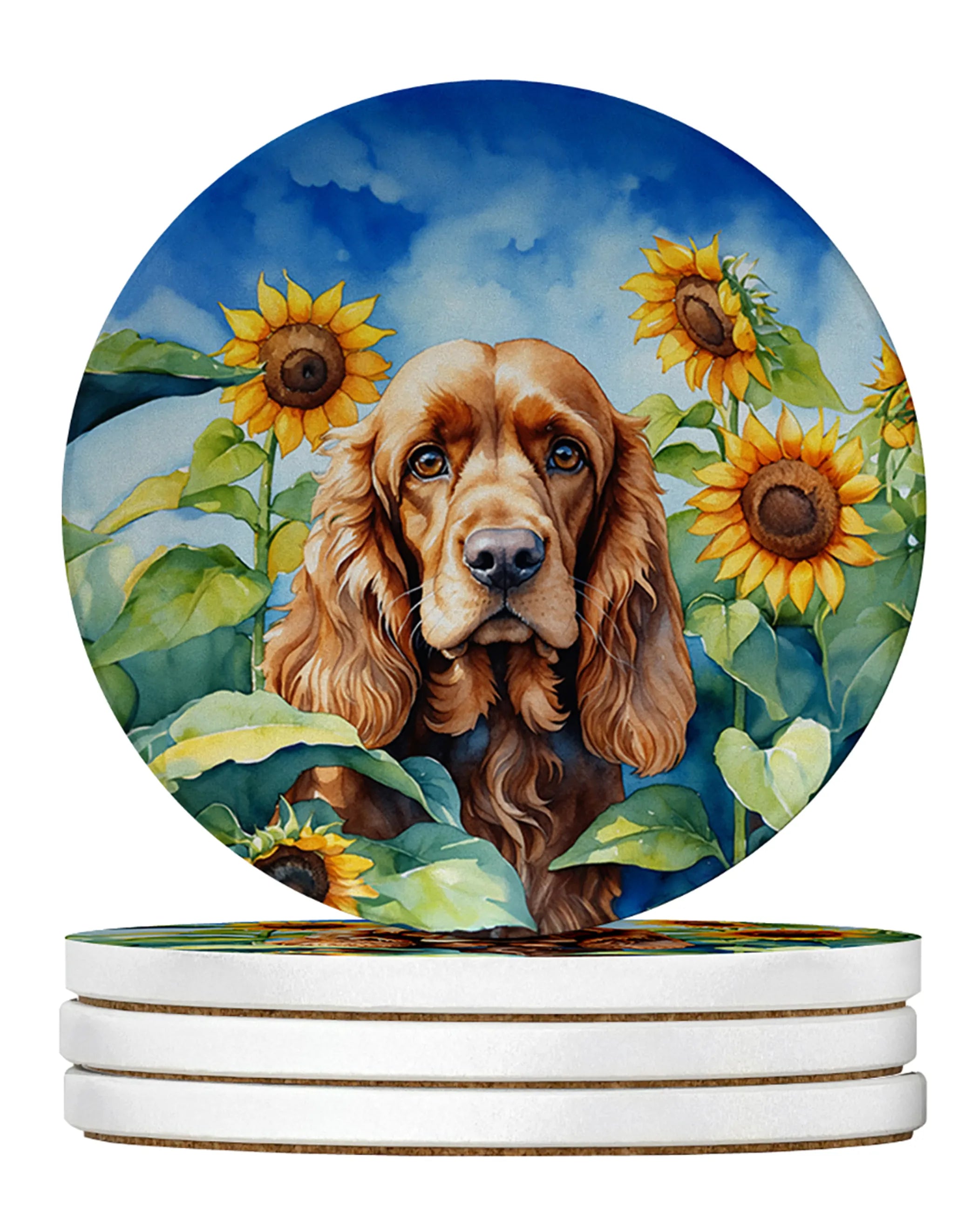 In Sunflowers Large Sandstone Coasters