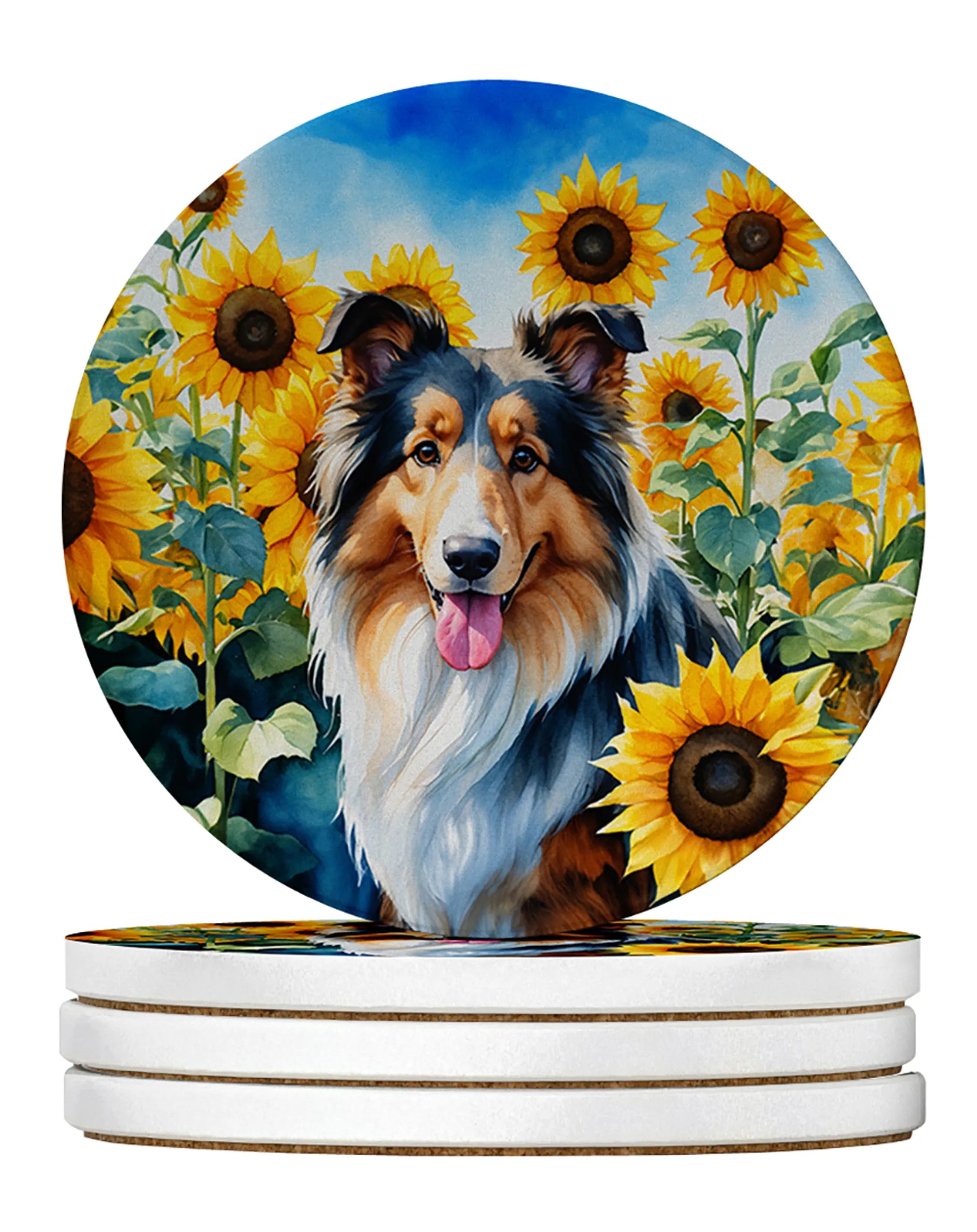 In Sunflowers Large Sandstone Coasters