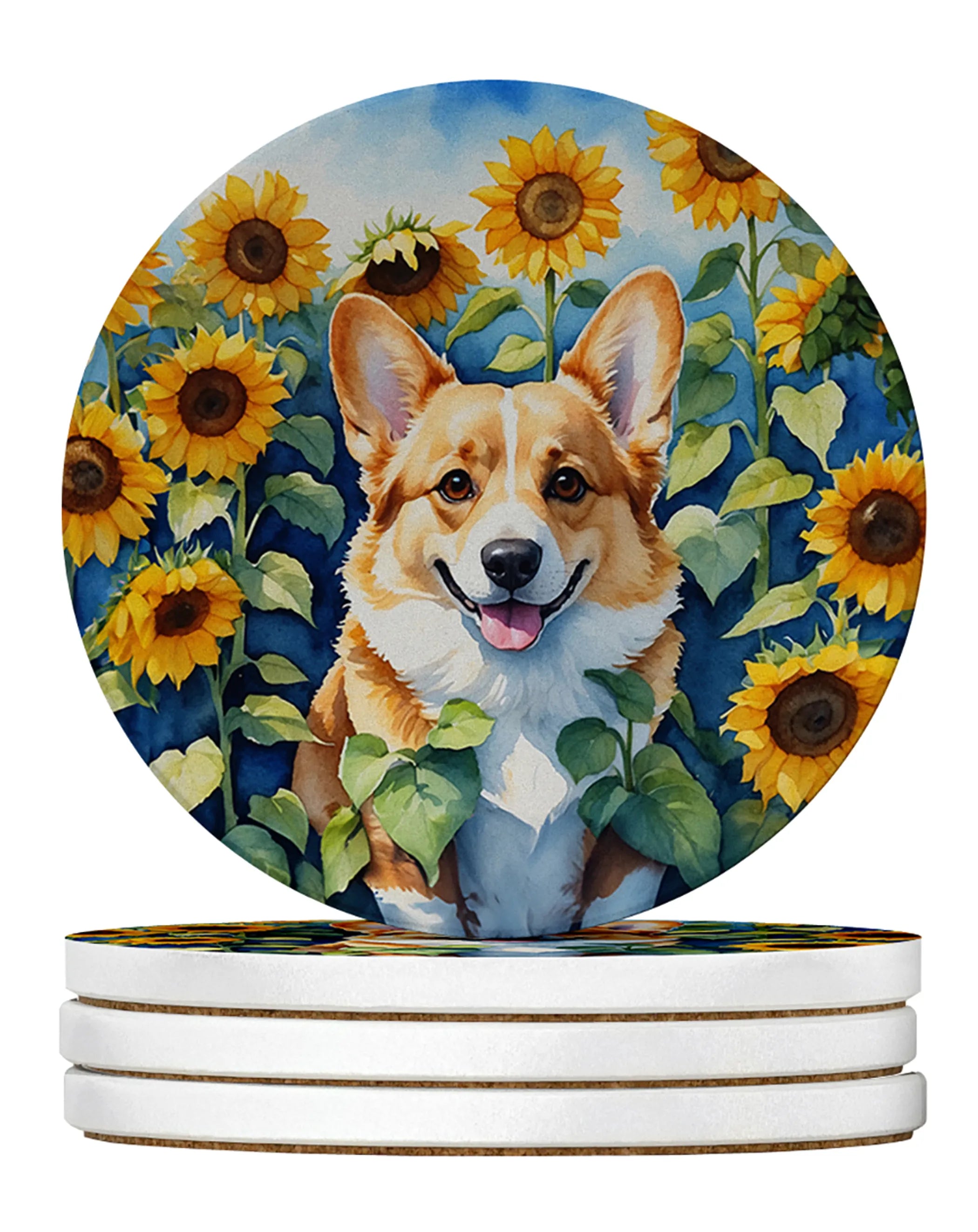 In Sunflowers Large Sandstone Coasters