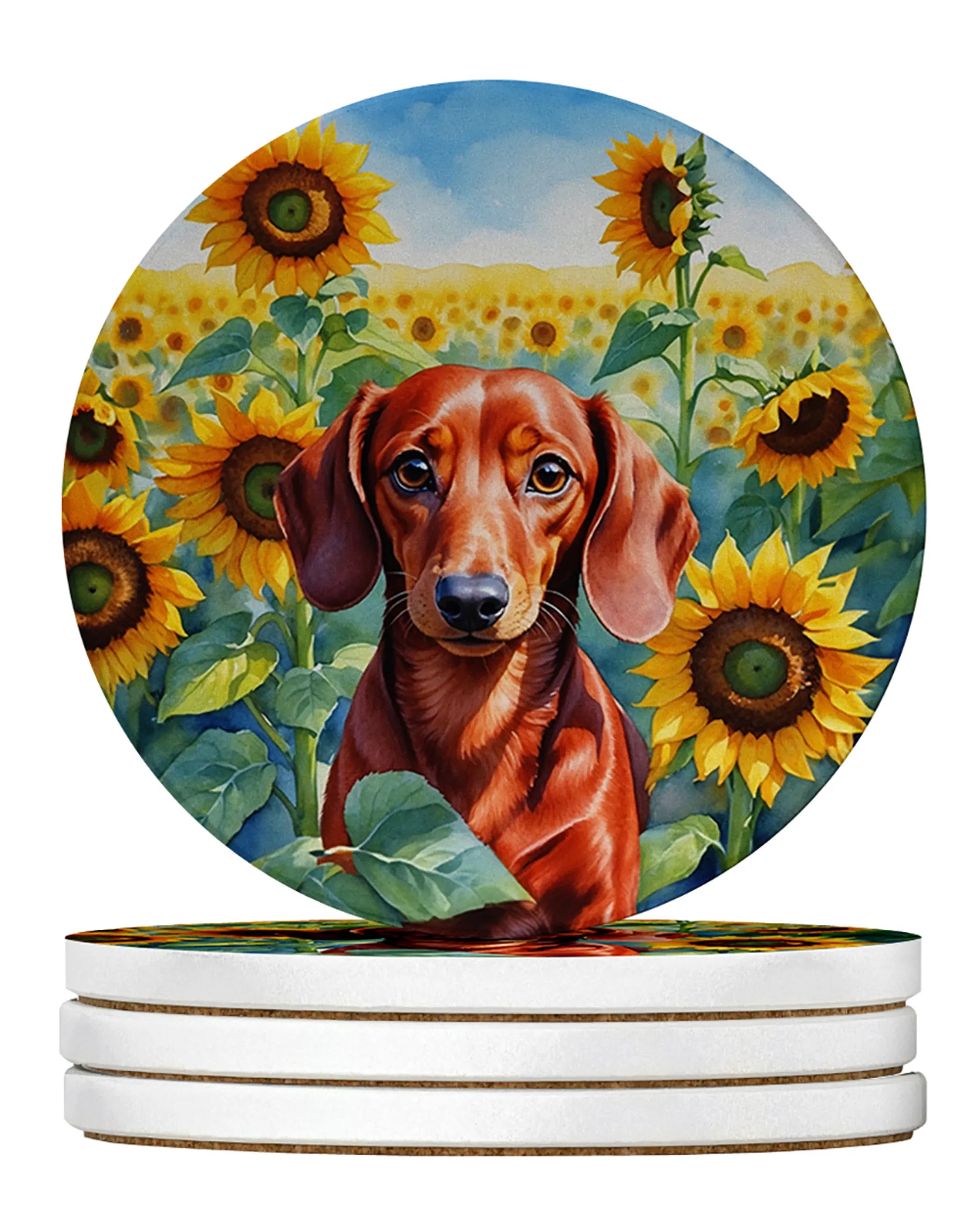 In Sunflowers Large Sandstone Coasters