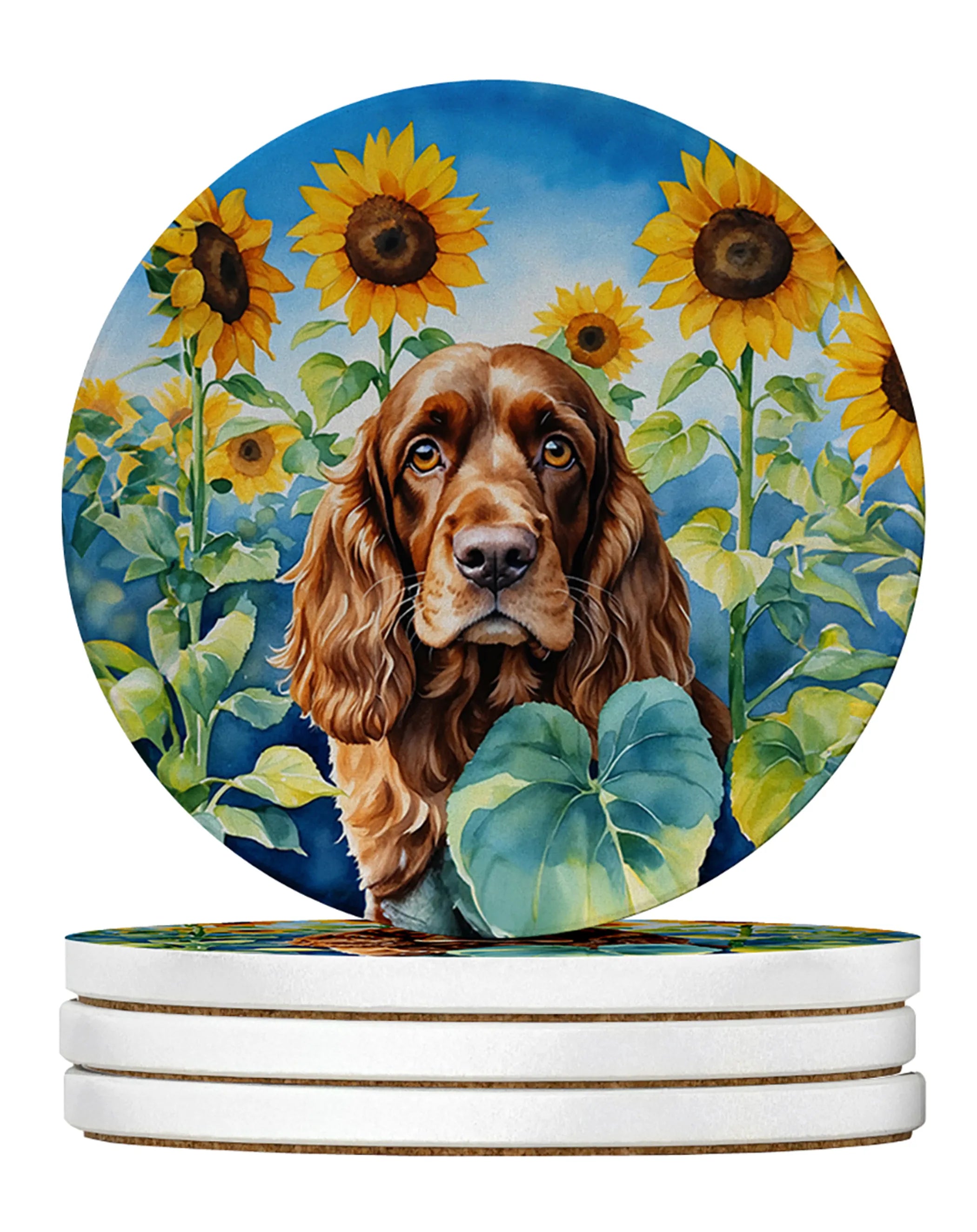 In Sunflowers Large Sandstone Coasters