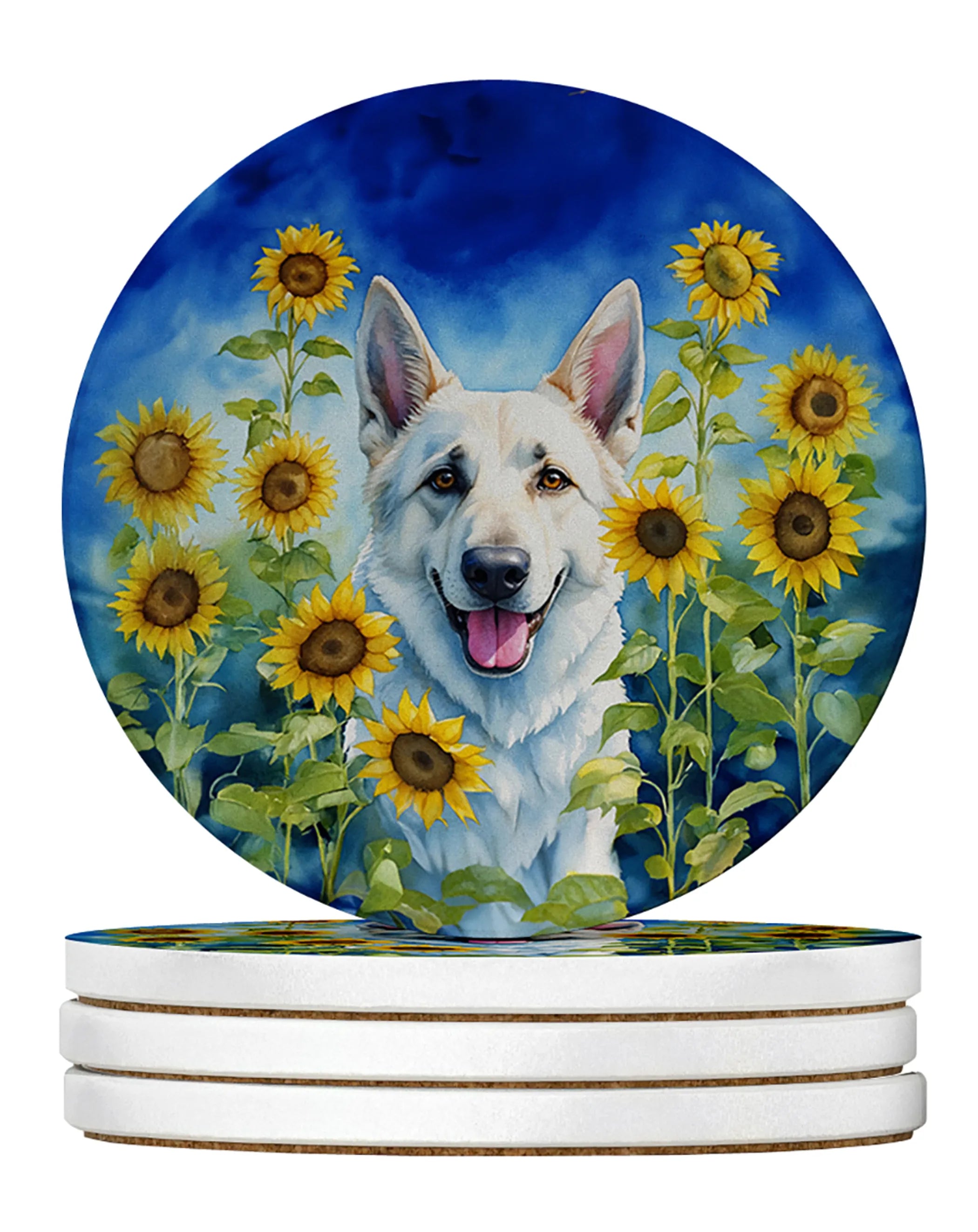 In Sunflowers Large Sandstone Coasters