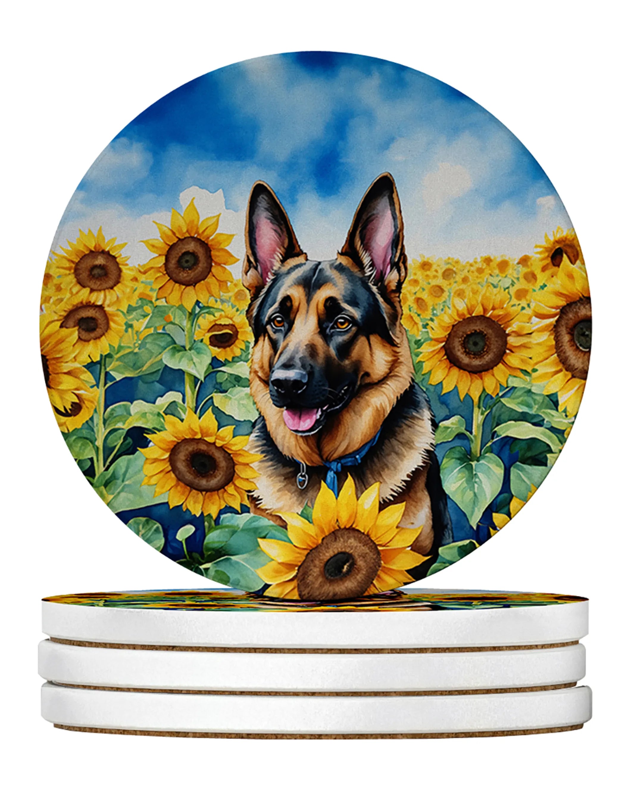 In Sunflowers Large Sandstone Coasters