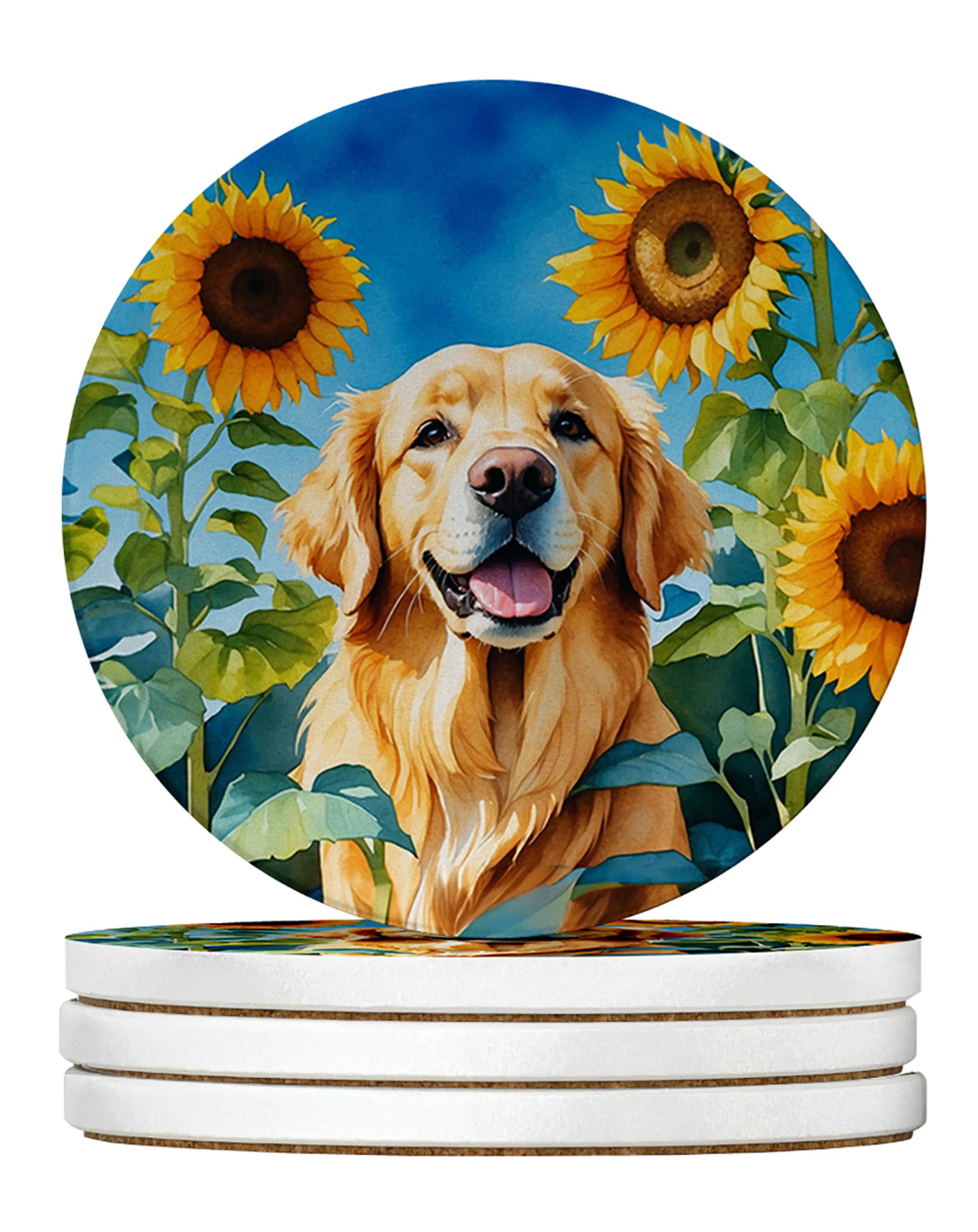 In Sunflowers Large Sandstone Coasters