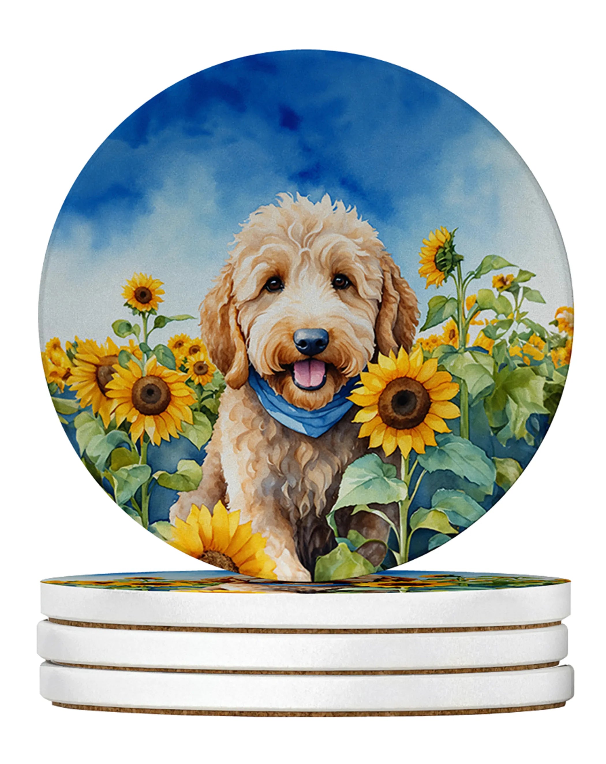 In Sunflowers Large Sandstone Coasters