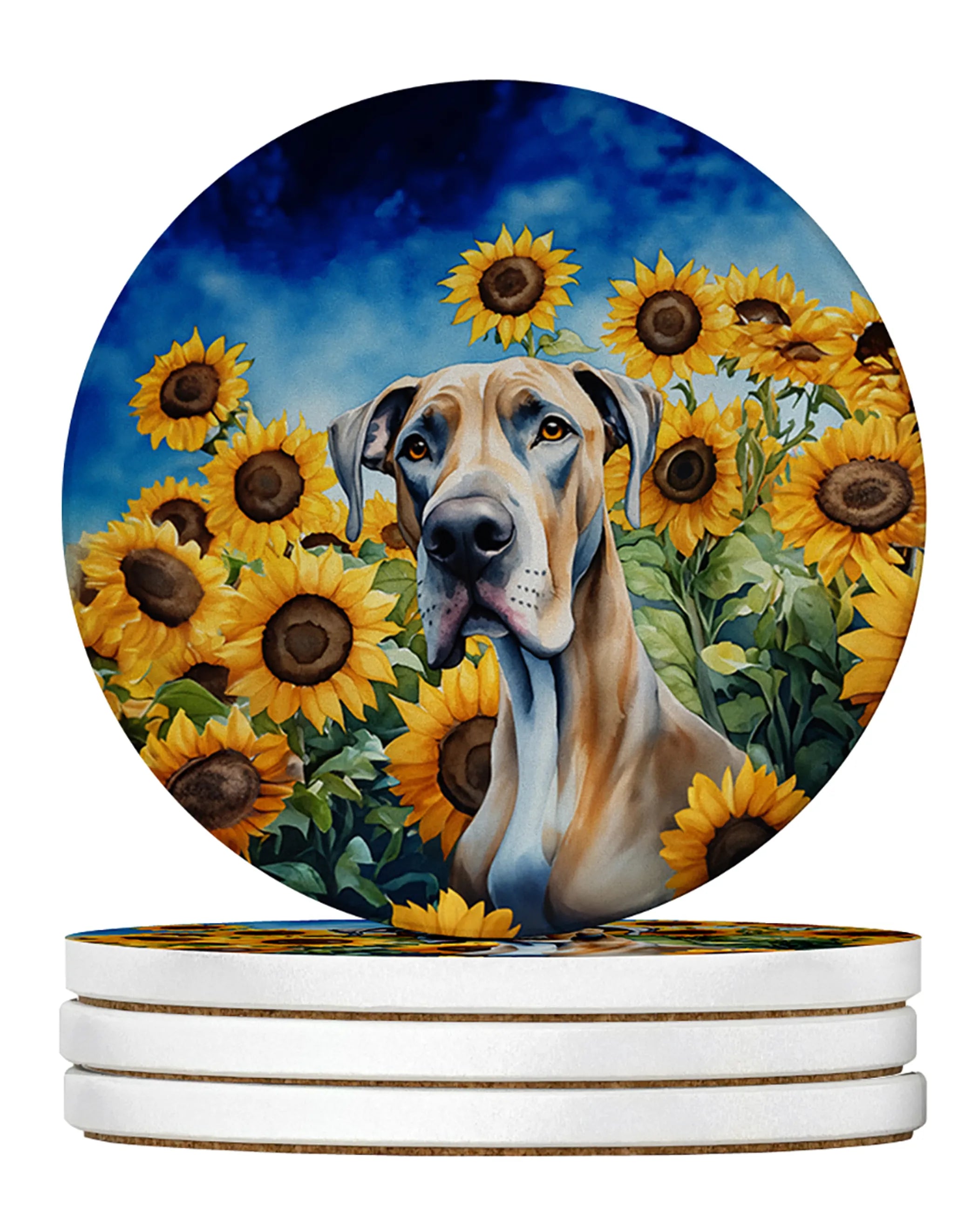 In Sunflowers Large Sandstone Coasters