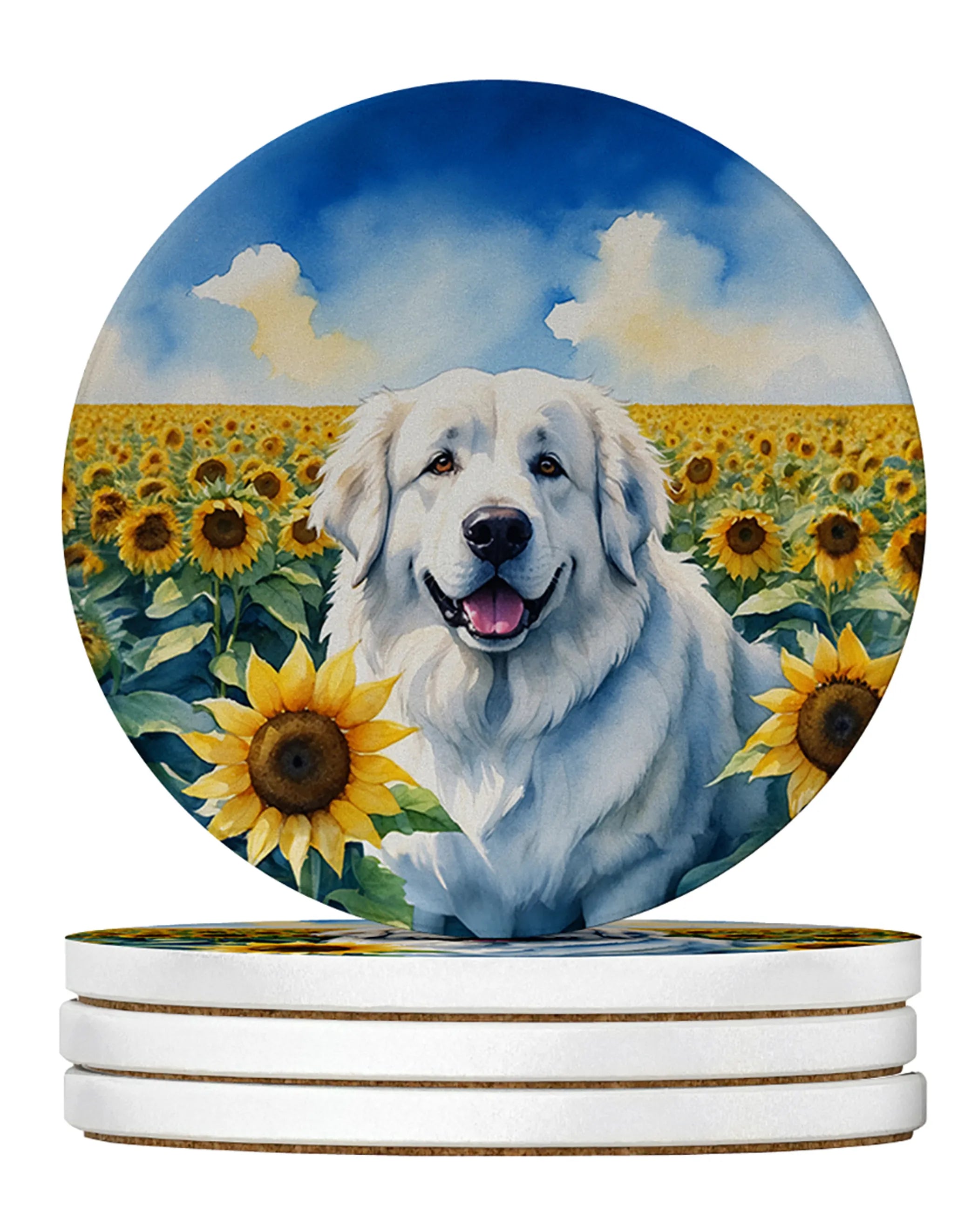 In Sunflowers Large Sandstone Coasters