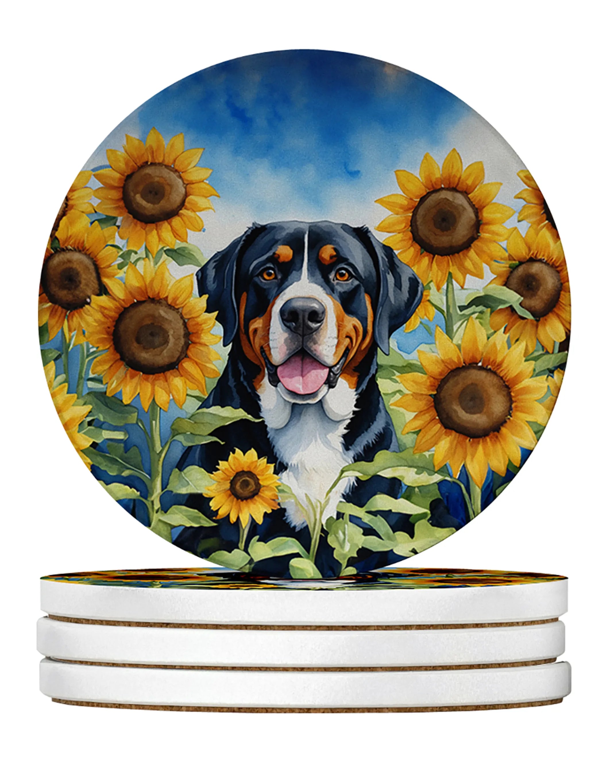 In Sunflowers Large Sandstone Coasters