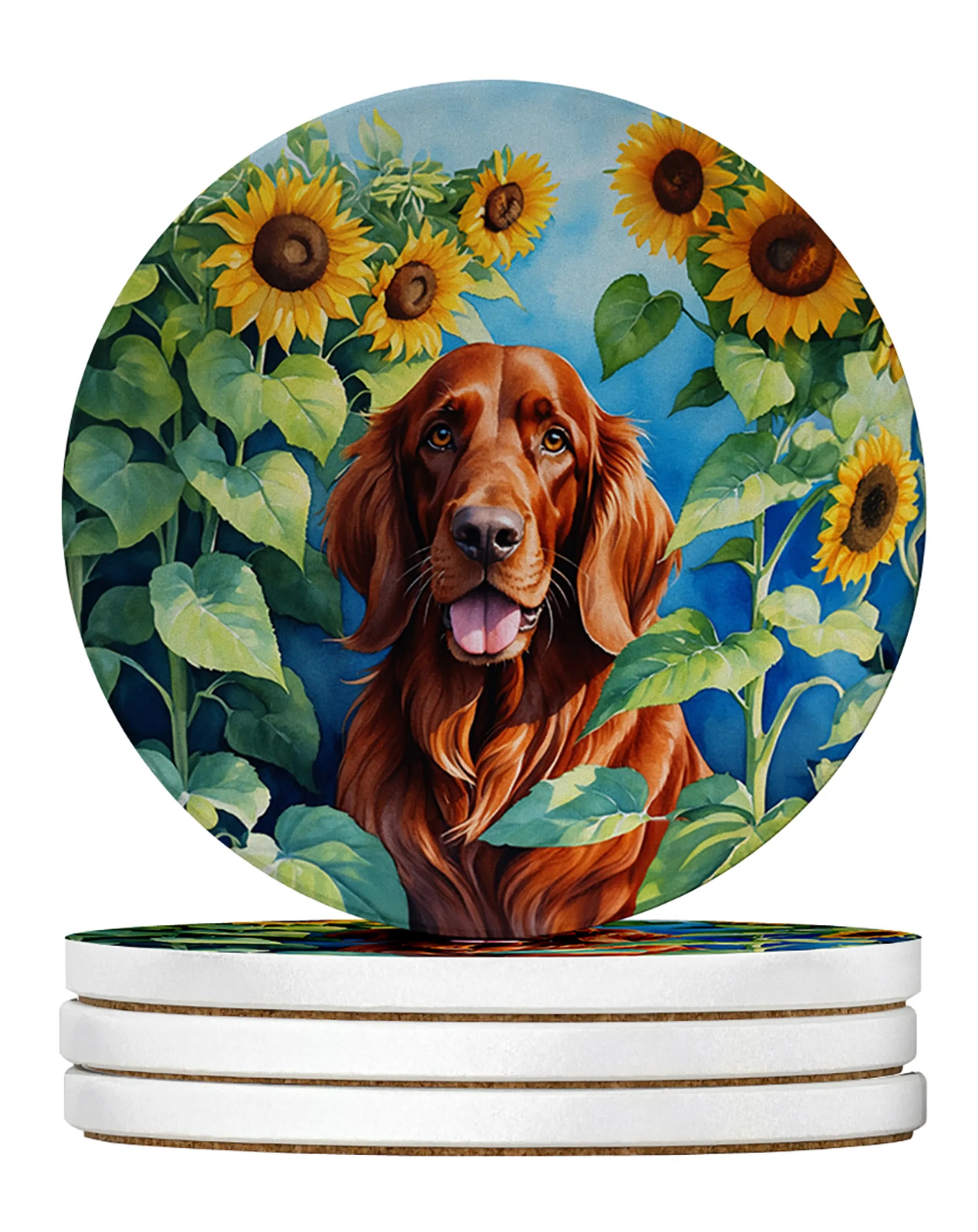 In Sunflowers Large Sandstone Coasters